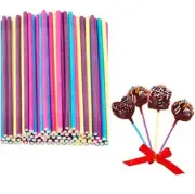 100 Pcs Colorful Lollipop Sticks for Making Lollipops Cake Pops Candies Choco...