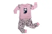 Girls Sizes 3-7 Pink Owl Print Cotton Blend Pyjamas Long Set PJS (3065)