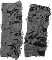 [CHILDWEET] 1pair Halloween Ragged Punk Gloves Black Grey Fingerless Design for Unique Style and Comfort for Halloween Parties and Themed Events