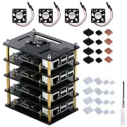 Cluster Case for Raspberry Pi 4 Model B Pi Case with Cooling Fan and Heatsink...