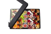 100 X Black Kraft Disposable Catering Grazing Boxes Trays With Lids