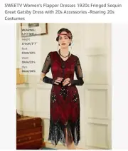 SWEETV Womens 1920s Great Gatsby Sequin Fringe Flapper Dress and Accessories set