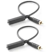 2PCS 6.35mm 1/4" Mono Female Jack to RCA Male Plug Audio Adapter Cable Converter