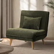 [OIKITURE] Lounge Chair Folding Sofa Chair Recliner Couch with Cushion Green