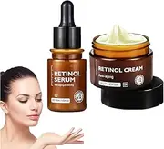 Retinol Serum,Retinol Anti Aging Face Cream & Essence,2Pcs Vibrant Glamour Retinol Cream,Anti Wrinkle Essence for Face,Reduce Fine Lines,Wrinkle,Dark Spots
