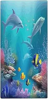 Super Soft Towel Quick Dry Towel Absorb Water Blue Underwater Fish Printing Shower Towels for Body Sport Yoga Spa Fitness