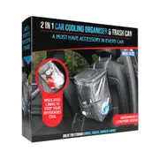 2-in-1 7.5L Car Drink/Beverage/Food Insulated Cooling Bag Organiser & Trash Can