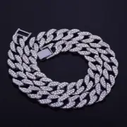 Mens 15mm 18k Gold 925 Silver Plated Miami Cuban Link Hip Hop Chains Necklaces