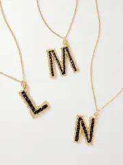 [Pacharee] Pacharee - Alphabet Gold-plated Sapphire Necklace - Blue - I I Blue