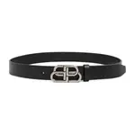 [Balenciaga] Balenciaga-Black Leather Large Bb Belt-Uomo 95 CM