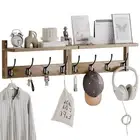 Coat Rack with Shelf Wall Mount, Entryway Bamboo Hanging Shelf, Set of 2, Wal...