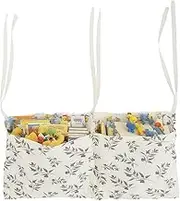 Soft Cotton Baby Bedside Hanging Storage Bag Machine Washable Cribs Diaper Storage Bag 2 Pocket Baby Toy Organizer for Teething Rings Wipes Toy(Printing)