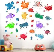 Amimagen Colorful Paint Splatter Wall Stickers - Graffiti Painting Splotches Wall Decals - Nursery Kids Baby Girls Boys Room Daycare Kindergarten Playroom Classroom Wall Decor
