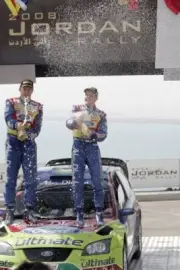 Mikko Hirvonen Jari Lehtinen Ford WRC Podium WRC Rally Car 2008 Old Photo 2