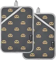 Oven Pot Holders Heat Resistant Happy Halloween Animals Gray Potholder with Pockets Hot Pot Holders Oven Mitts 2 Pack