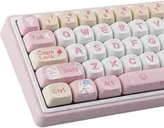 Tsungup MOA Keycaps,137 Keys PBT Cute Pink Bunny Pig Custom Keycaps,Dye-Sub Key Caps Keyboard Keycap Set for 60% 65% 75% 80% 100% MX Switches Mechanical Keyboard