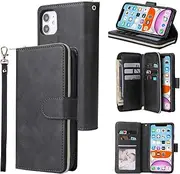 YocoverTech for iPhone 11 Pro Max Case, for iPhone 11 Pro Max Wallet Case[9 Card Slots+1 Cash Slot] PU Leather Stand Flip Zipper Wallet Cover[6.5 inch]-Black