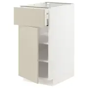 METOD / MAXIMERA base cabinet with drawer/door, white/Havstorp beige, 40x60x80 cm