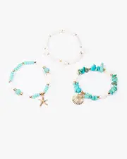 Blue Charm Embellished Beaded 3 Pack Bracelet