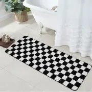 Bathroom Runner Rug, Black and White Checkered Long Machine Washable Bath Mat...