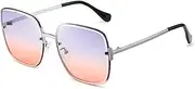 [HAOMAO] Uv Protection Driving Square Metal Pilot Gradient Sunglasses For Women Special Decoration