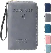 [Generic] Summer Simple Plain Passport Cases Back to School, Travel Wallet, Multi-Functional Zipper Travel Card Holder, for School,Travel,Outdoor (Gray)