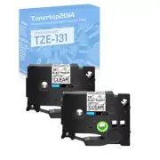 2PK TZ131 TZe131 Black on Clear Label Tape for Brother P-touch PT-H110 1/2''