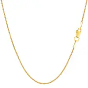 14k Yellow Gold Round Diamond Cut Wheat Chain Necklace, 1.0mm