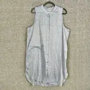NWT Eileen Fisher Blue Organic Cotton Chambray Mandarin Collar Shirt Dress XL