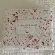 Cabbages & Roses KING White Pink Red Sheet Set Luxury Cotton New Penny Raspberry