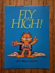 Vintage GARFIELD Argus Cartoon Print Jim Davis "Fly High! (But Pack A 'Chute)