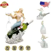 Ocean Voyage Collection: Red Mermaid Wine Rack Bottle Holder for Elegant Spaces