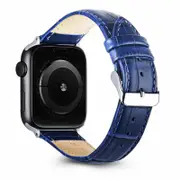 Genuine Leather Wristband For Apple Watch Series 8 /7 /SE /6 /5 /4 /3 /2 /1 Ultra Replacement Wrist Band 38mm 40mm 41mm - Blue