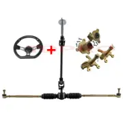 Front Steering Wheel Gear Rack Shaft Tie Rod Kit + 3 Stud Hub Stub Axle Go Kart