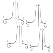 4Pcs 6 Inch Plate Stands for Display Iron Folding Easel Plate Holders, Silver