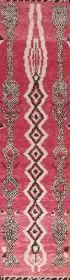 Geometric Tribal Moroccan Berber Oriental Runner Rug Handmade Plush Wool 2x11 ft