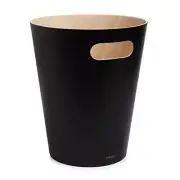 Umbra Woodrow 2 Gallon Modern Wooden Trash Can Black
