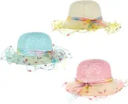 [SHERCHPRY] Sun Visor Hat Set 3pcs Boys and Girls Sun Block Hat Beach Cap Wide Brim Straw Wide Rim Hat for Baby Toddler Children