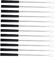MOLUCKFU 12Pcs Stainless Steel Fondue Forks Portable Fruit and Grill Forks with Comfortable PP Handle for Cheese and Chocolate Fountain Parties