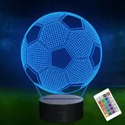 Soccer Kids Night Light, 3D Football Optical Illusion Lamp Timer & Remote Contro