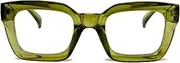 [Funky Junque] Clear Glasses for Women Non Prescription Oversized Square Classic Fashion Chunky Trendy Eyeglass Frames