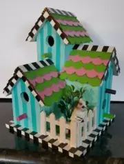 Designer Inspired triple bird house, hand painted by seller
