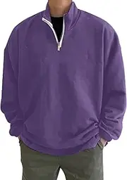 [JEShifangjiusu] Men'S Pullover Shirts Casual 1/4 Zip Fleece Sweatshirts Long Sleeve Mid-Weight Running Athletic Workout Coat