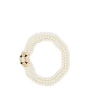PAS PLUS NECKLACE IN METAL, ENAMEL, RESIN, PEARLS AND SWAROVSKI CRYSTALS One size Gold/Black/Crystal/Cream