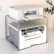 Printer Stand Stainless Steel Printer Shelf with Detachable Tray Double-Layer Copier Shelf Office Storage Rack for Fax Machine Printer Stand with Storage (Color : Bianco, Size : 50 * 40 * 32cm)