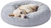 [Feandrea] Dog Bed, Donut Cat Bed, Fluffy Calming Pet Bed with Removable Inner Cushion, Washable, Soft Long Plush, for Dog, Cat, 80 cm Dia., Gray PGW040G01