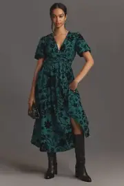 Anthropologie The Katerina Lurex Button-Front Dress Size XL