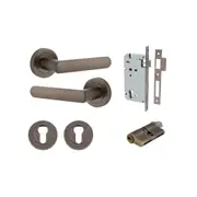 Iver Osaka Door Lever Handle on Round Rose Entrance Kit Key/Key