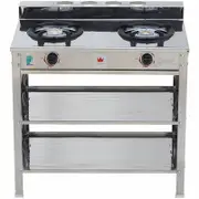 Auscrown Double LPG Gas Wok Burner with Stainless Steel Stand and Cast Iron Trivets