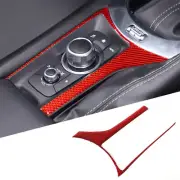 Red Carbon Fiber Multimedia Knob Control Bezel For Mazda MX-5 2016-2023 (for: Mazda)